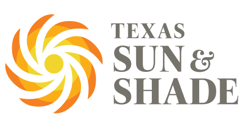 Texas Sun & Shade logo. Pinwheel icon with "Texas Sun & Shade" to the right.