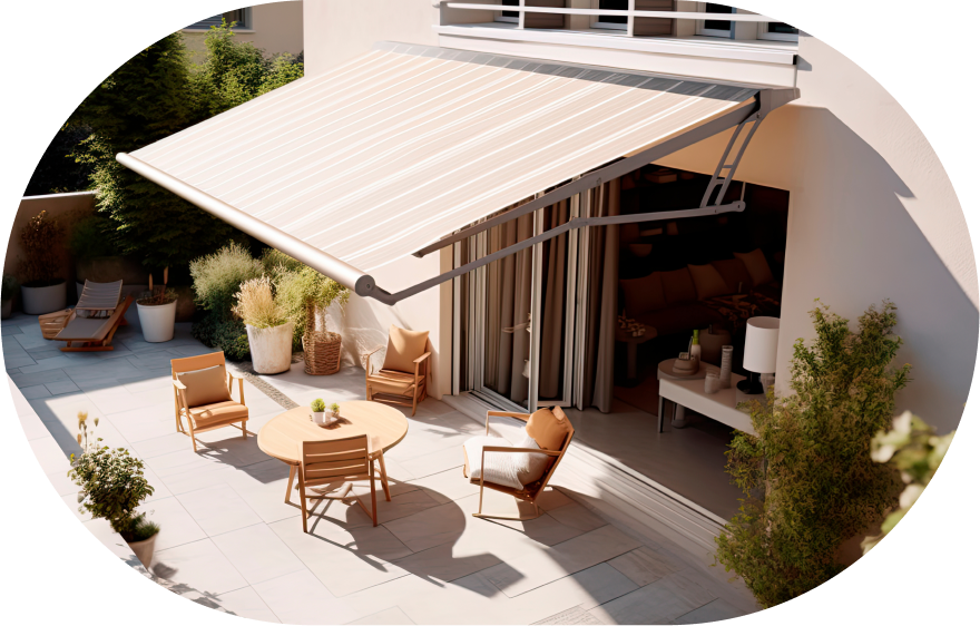 Custom retractable awning designed and installed by Texas Sun & Shade.